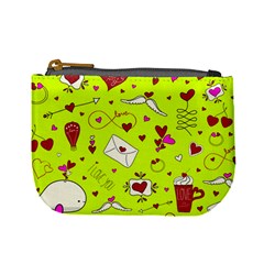 Valentin s Day Love Hearts Pattern Red Pink Green Mini Coin Purse by EDDArt