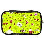 Valentin s Day Love Hearts Pattern Red Pink Green Toiletries Bag (One Side) Front