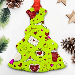 Valentin s Day Love Hearts Pattern Red Pink Green Ornament (christmas Tree)  by EDDArt