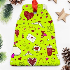 Valentin s Day Love Hearts Pattern Red Pink Green Ornament (bell) by EDDArt