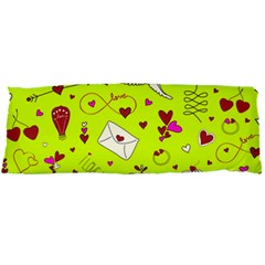 Valentin s Day Love Hearts Pattern Red Pink Green Body Pillow Case Dakimakura (two Sides) by EDDArt