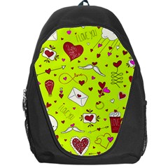 Valentin s Day Love Hearts Pattern Red Pink Green Backpack Bag by EDDArt