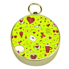 Valentin s Day Love Hearts Pattern Red Pink Green Gold Compasses by EDDArt