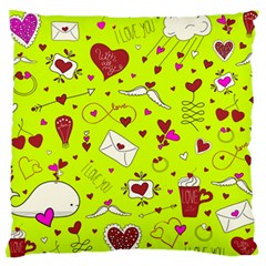 Valentin s Day Love Hearts Pattern Red Pink Green Standard Flano Cushion Case (one Side) by EDDArt