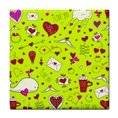 Valentin s Day Love Hearts Pattern Red Pink Green Tile Coasters by EDDArt