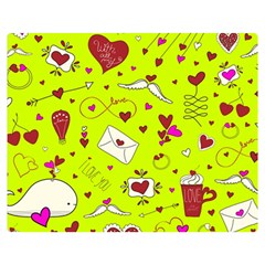 Valentin s Day Love Hearts Pattern Red Pink Green Double Sided Flano Blanket (medium)  by EDDArt