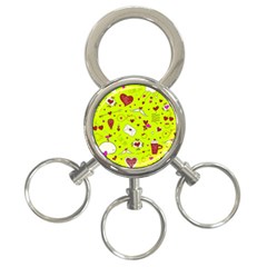 Valentin s Day Love Hearts Pattern Red Pink Green 3-ring Key Chain by EDDArt