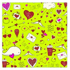 Valentin s Day Love Hearts Pattern Red Pink Green Large Satin Scarf (square) by EDDArt