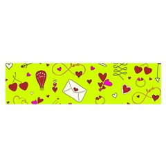 Valentin s Day Love Hearts Pattern Red Pink Green Satin Scarf (oblong) by EDDArt