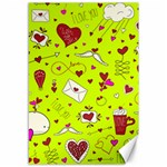 Valentin s Day Love Hearts Pattern Red Pink Green Canvas 12  x 18  11.88 x17.36  Canvas - 1