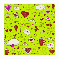 Valentin s Day Love Hearts Pattern Red Pink Green Medium Glasses Cloth (2 Sides) by EDDArt