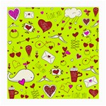 Valentin s Day Love Hearts Pattern Red Pink Green Medium Glasses Cloth (2 Sides) Front