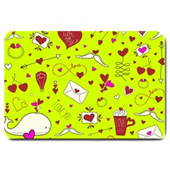 Valentin s Day Love Hearts Pattern Red Pink Green Large Doormat  by EDDArt