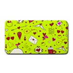 Valentin s Day Love Hearts Pattern Red Pink Green Medium Bar Mats 16 x8.5  Bar Mat