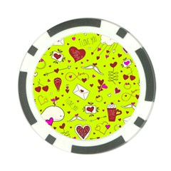 Valentin s Day Love Hearts Pattern Red Pink Green Poker Chip Card Guard by EDDArt