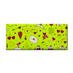 Valentin s Day Love Hearts Pattern Red Pink Green Hand Towel by EDDArt