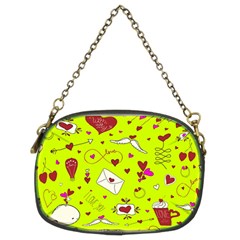 Valentin s Day Love Hearts Pattern Red Pink Green Chain Purse (two Sides)