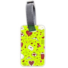 Valentin s Day Love Hearts Pattern Red Pink Green Luggage Tag (two Sides) by EDDArt