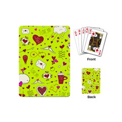 Valentin s Day Love Hearts Pattern Red Pink Green Playing Cards Single Design (mini) by EDDArt