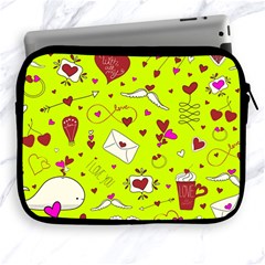 Valentin s Day Love Hearts Pattern Red Pink Green Apple Ipad 2/3/4 Zipper Cases by EDDArt