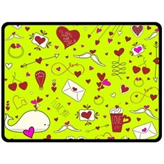 Valentin s Day Love Hearts Pattern Red Pink Green Double Sided Fleece Blanket (large)  by EDDArt