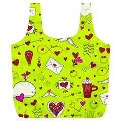 Valentin s Day Love Hearts Pattern Red Pink Green Full Print Recycle Bag (xl) by EDDArt