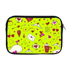 Valentin s Day Love Hearts Pattern Red Pink Green Apple Macbook Pro 17  Zipper Case by EDDArt