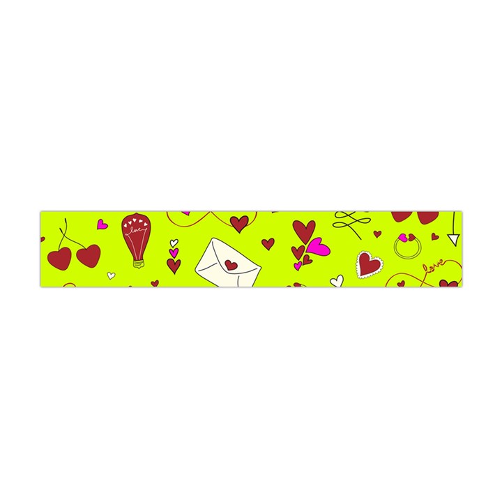 Valentin s Day Love Hearts Pattern Red Pink Green Flano Scarf (Mini)