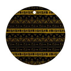 Native American Ornaments Watercolor Pattern Black Gold Ornament (round) by EDDArt