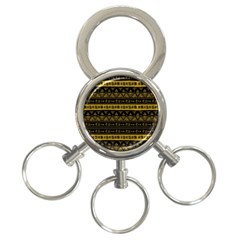 Native American Ornaments Watercolor Pattern Black Gold 3-ring Key Chain by EDDArt