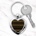 Native American Ornaments Watercolor Pattern Black Gold Key Chain (Heart) Front