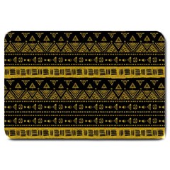 Native American Ornaments Watercolor Pattern Black Gold Large Doormat  by EDDArt