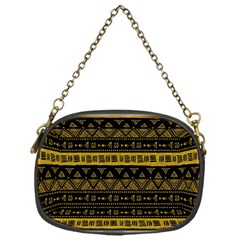 Native American Ornaments Watercolor Pattern Black Gold Chain Purse (one Side) by EDDArt