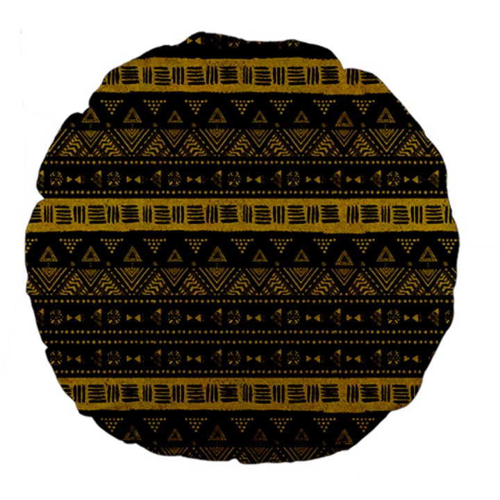 Native American Ornaments Watercolor Pattern Black Gold Large 18  Premium Round Cushions