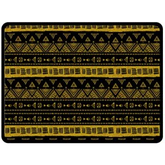 Native American Ornaments Watercolor Pattern Black Gold Double Sided Fleece Blanket (large)  by EDDArt