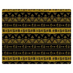 Native American Ornaments Watercolor Pattern Black Gold Double Sided Flano Blanket (medium)  by EDDArt