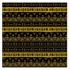 Native American Ornaments Watercolor Pattern Black Gold Large Satin Scarf (square) by EDDArt