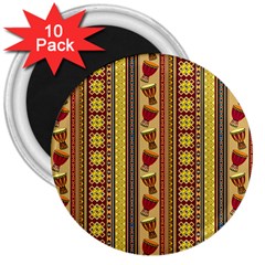 Traditional Africa Border Wallpaper Pattern Colored 4 3  Magnets (10 Pack)  by EDDArt