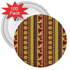 Traditional Africa Border Wallpaper Pattern Colored 4 3  Buttons (100 Pack)  by EDDArt