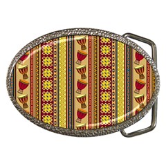 Traditional Africa Border Wallpaper Pattern Colored 4 Belt Buckles by EDDArt