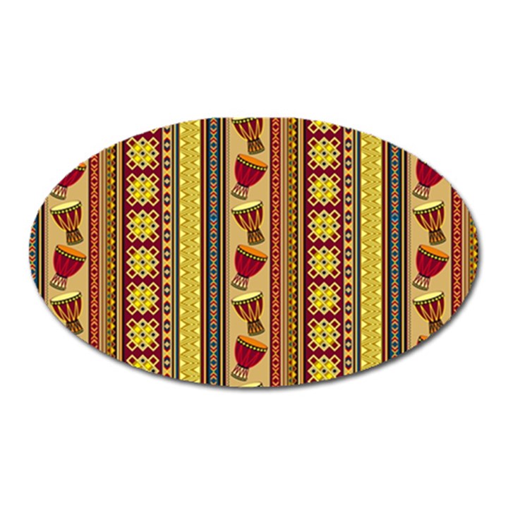 Traditional Africa Border Wallpaper Pattern Colored 4 Oval Magnet