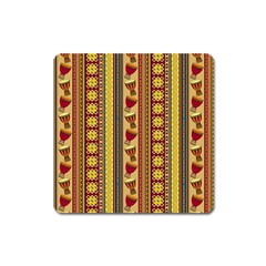 Traditional Africa Border Wallpaper Pattern Colored 4 Square Magnet by EDDArt