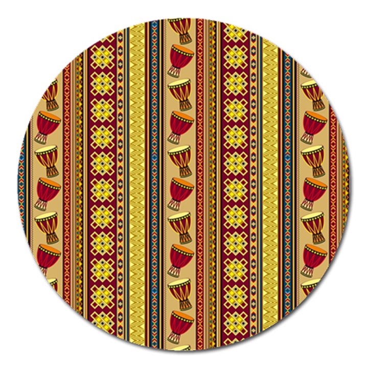 Traditional Africa Border Wallpaper Pattern Colored 4 Magnet 5  (Round)