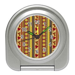 Traditional Africa Border Wallpaper Pattern Colored 4 Travel Alarm Clock by EDDArt