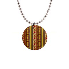 Traditional Africa Border Wallpaper Pattern Colored 4 1  Button Necklace by EDDArt