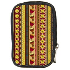 Traditional Africa Border Wallpaper Pattern Colored 4 Compact Camera Leather Case by EDDArt