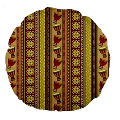 Traditional Africa Border Wallpaper Pattern Colored 4 Large 18  Premium Round Cushions by EDDArt