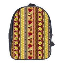 Traditional Africa Border Wallpaper Pattern Colored 4 School Bag (xl) by EDDArt