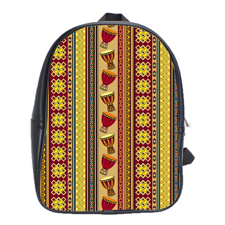 Traditional Africa Border Wallpaper Pattern Colored 4 School Bag (XL)