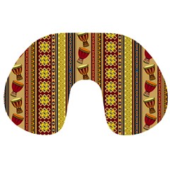 Traditional Africa Border Wallpaper Pattern Colored 4 Travel Neck Pillow by EDDArt